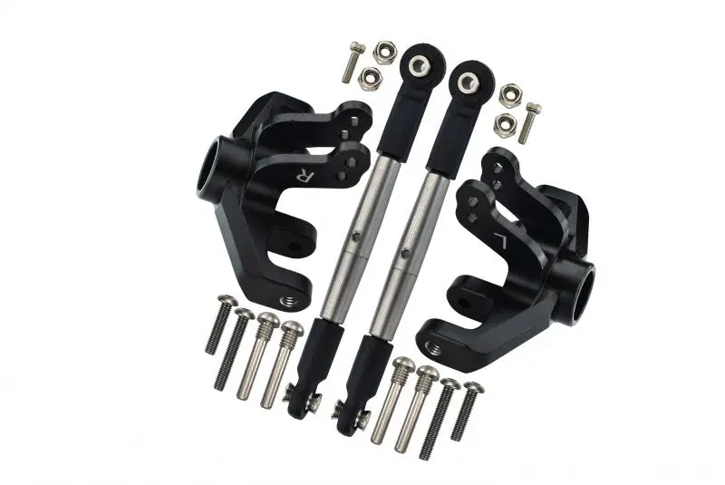 Losi 1/10 Baja Rey 4Wd Desert Truck (Los03008) Aluminum Front Knuckle Arm + Stainless Steel Adjustable Tie Rods - 18Pc Set Black 1