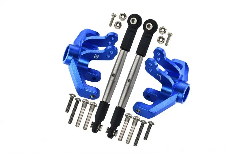 Losi 1/10 Baja Rey 4Wd Desert Truck (Los03008) Aluminum Front Knuckle Arm + Stainless Steel Adjustable Tie Rods - 18Pc Set Blue 1