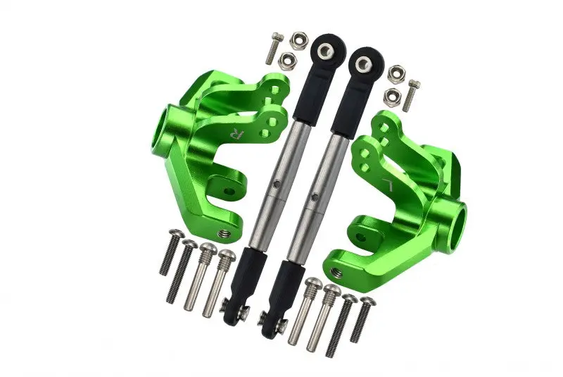 Losi 1/10 Baja Rey 4Wd Desert Truck (Los03008) Aluminum Front Knuckle Arm + Stainless Steel Adjustable Tie Rods - 18Pc Set Green 1