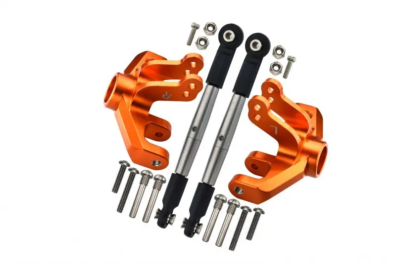 Losi 1/10 Baja Rey 4Wd Desert Truck (Los03008) Aluminum Front Knuckle Arm + Stainless Steel Adjustable Tie Rods - 18Pc Set Orange 1