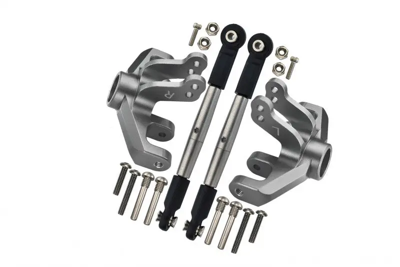 Losi 1/10 Baja Rey 4Wd Desert Truck (Los03008) Aluminum Front Knuckle Arm + Stainless Steel Adjustable Tie Rods - 18Pc Set Silver 1