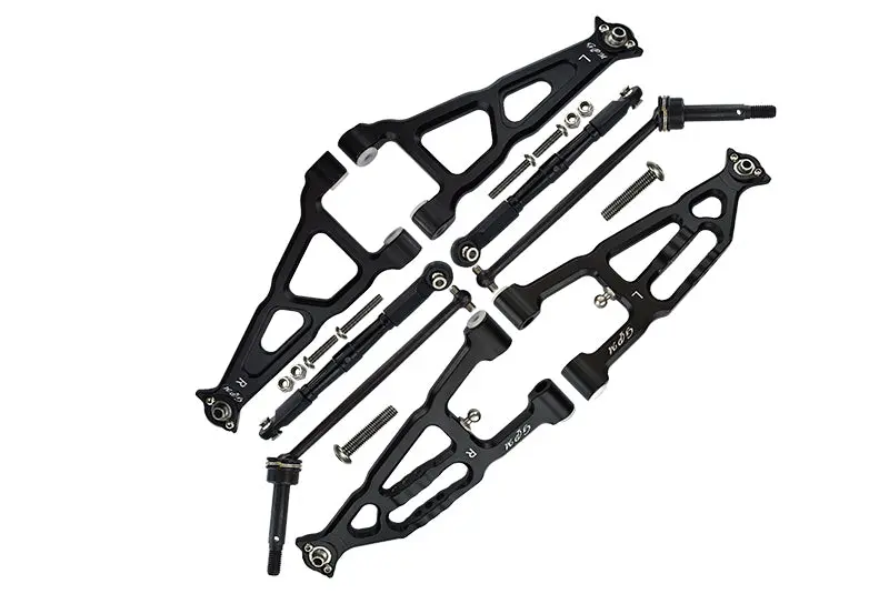 Losi 1/10 Baja Rey 4Wd Desert Truck Los03008 Aluminum Upgrade Combo Set B (Front & Lower Upper Suspension Arms + Front Turnbuckle + Front Cvd Shaft) - Black 1