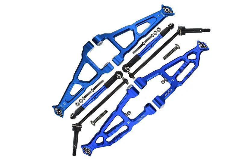 Losi 1/10 Baja Rey 4Wd Desert Truck Los03008 Aluminum Upgrade Combo Set B (Front & Lower Upper Suspension Arms + Front Turnbuckle + Front Cvd Shaft) - Blue 1