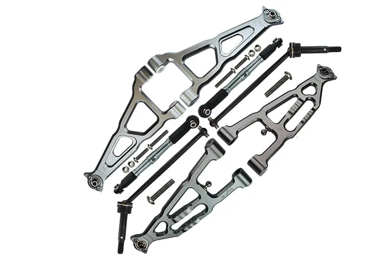 Losi 1/10 Baja Rey 4Wd Desert Truck Los03008 Aluminum Upgrade Combo Set B (Front & Lower Upper Suspension Arms + Front Turnbuckle + Front Cvd Shaft) - Gray Silver 1