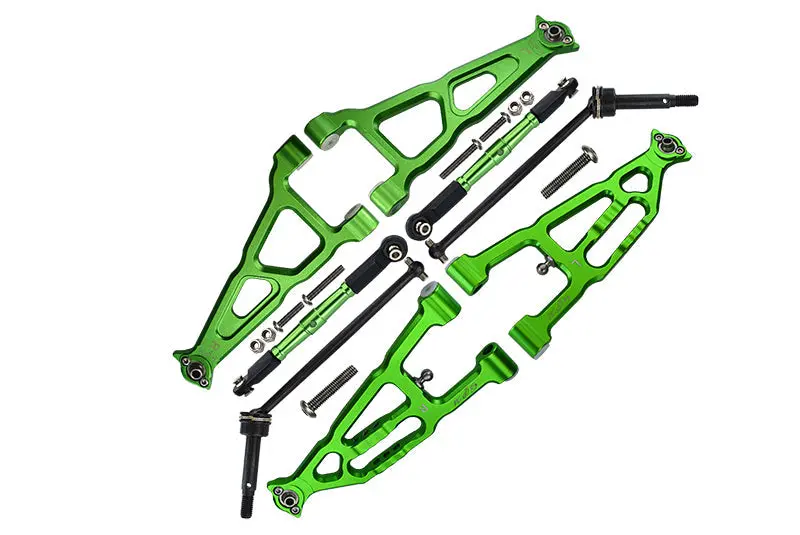 Losi 1/10 Baja Rey 4Wd Desert Truck Los03008 Aluminum Upgrade Combo Set B (Front & Lower Upper Suspension Arms + Front Turnbuckle + Front Cvd Shaft) - Green 1