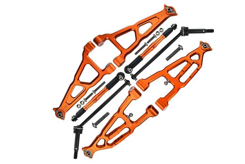 Losi 1/10 Baja Rey 4Wd Desert Truck Los03008 Aluminum Upgrade Combo Set B (Front & Lower Upper Suspension Arms + Front Turnbuckle + Front Cvd Shaft) - Orange 1