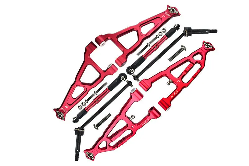 Losi 1/10 Baja Rey 4Wd Desert Truck Los03008 Aluminum Upgrade Combo Set B (Front & Lower Upper Suspension Arms + Front Turnbuckle + Front Cvd Shaft) - Red 1