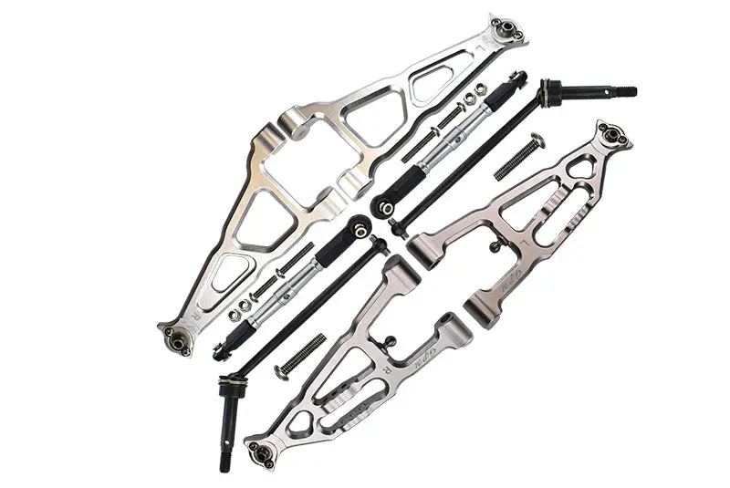 Losi 1/10 Baja Rey 4Wd Desert Truck Los03008 Aluminum Upgrade Combo Set B (Front & Lower Upper Suspension Arms + Front Turnbuckle + Front Cvd Shaft) - Silver 1