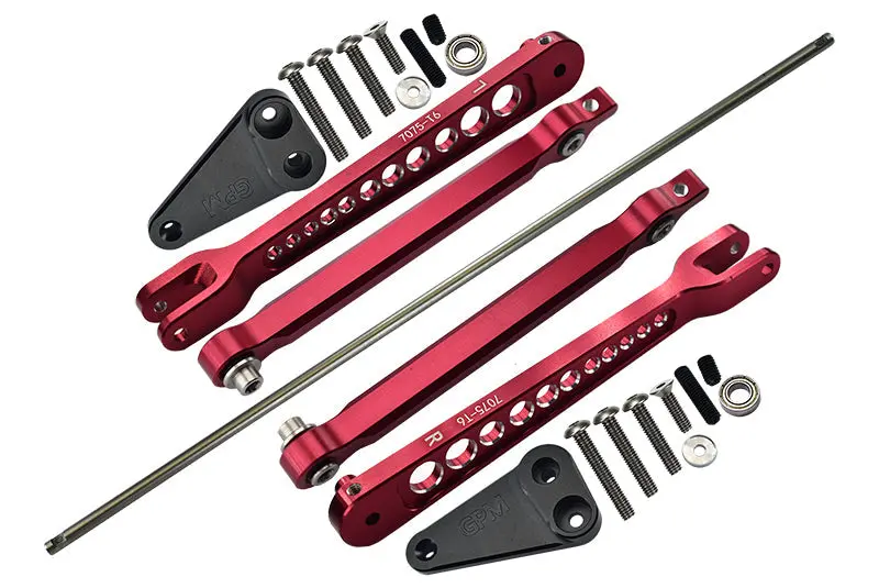 Losi 1/10 Hammer Rey U4-Los03030 Aluminum 7075-T6 Rear Anti Swing Rod & Stabilizer Bar - 23Pc Set Red 1