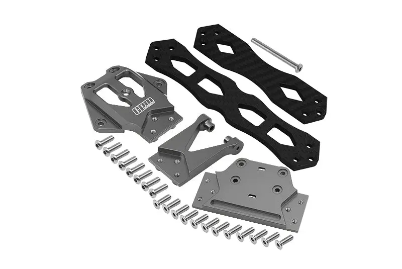 Losi 1/10 Lasernut U4 Tenacity Los03028 Aluminium Alloy + Carbon Fiber Sub Chassis - 32Pc Set Gray Silver 1