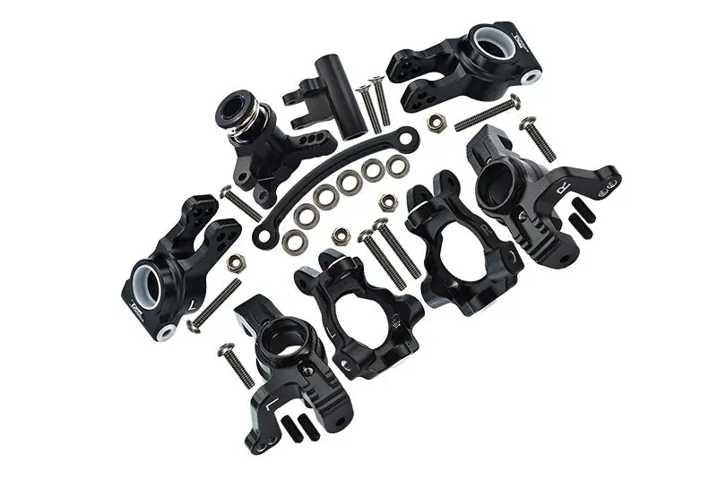 Losi 1/10 Lasernut U4 Tenacity Los03028 Aluminum Upgrade Combo Set A (Front C-Hubs + Front & Rear Knuckle Arms + Steering Assembly) - Black 1