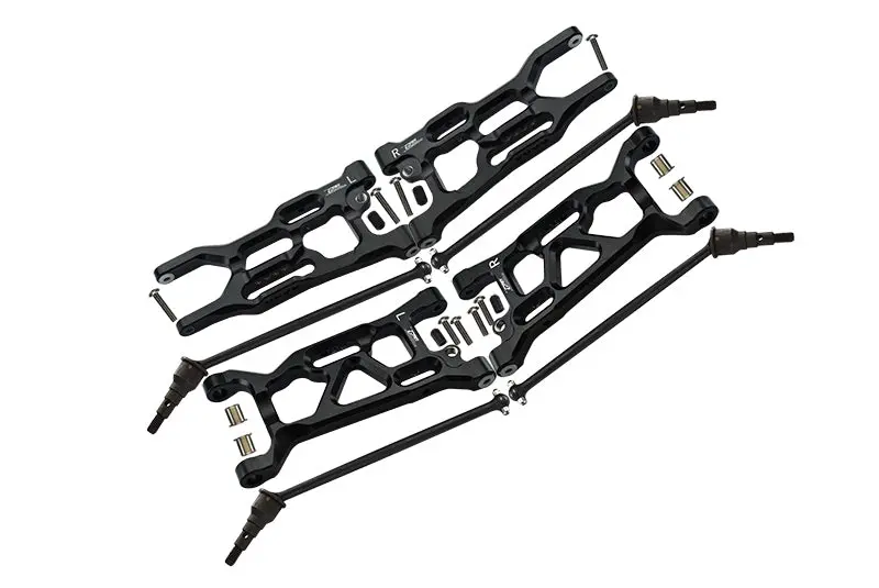 Losi 1/10 Lasernut U4 Tenacity Los03028 Aluminum Upgrade Combo Set B (Front & Rear Lower Arms + Front & Rear Cvd Drive Shafts)  - Black 1