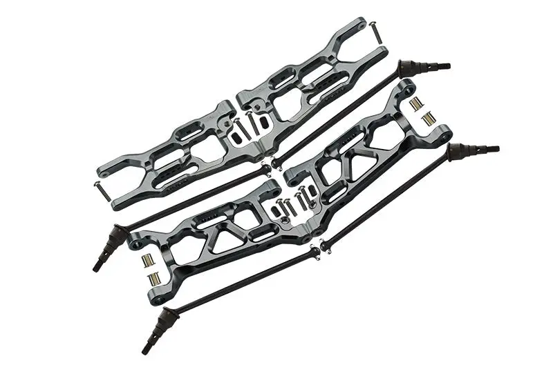 Losi 1/10 Lasernut U4 Tenacity Los03028 Aluminum Upgrade Combo Set B (Front & Rear Lower Arms + Front & Rear Cvd Drive Shafts)  - Gray Silver 1