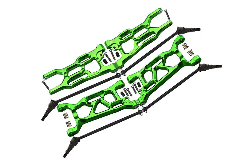 Losi 1/10 Lasernut U4 Tenacity Los03028 Aluminum Upgrade Combo Set B (Front & Rear Lower Arms + Front & Rear Cvd Drive Shafts)  - Green 1