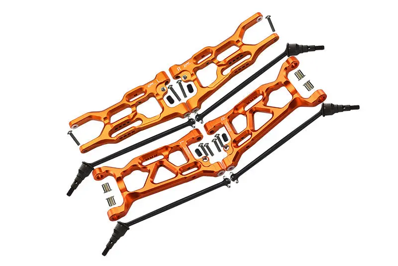Losi 1/10 Lasernut U4 Tenacity Los03028 Aluminum Upgrade Combo Set B (Front & Rear Lower Arms + Front & Rear Cvd Drive Shafts)  - Orange 1