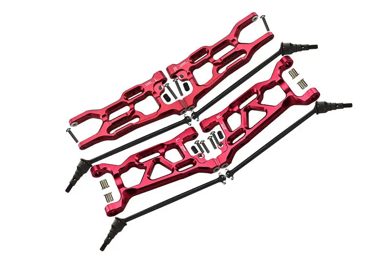 Losi 1/10 Lasernut U4 Tenacity Los03028 Aluminum Upgrade Combo Set B (Front & Rear Lower Arms + Front & Rear Cvd Drive Shafts)  - Red 1