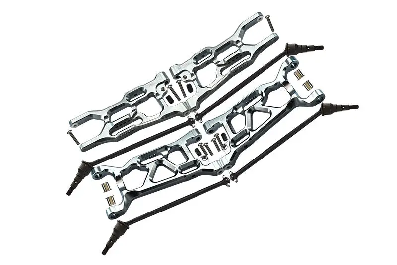 Losi 1/10 Lasernut U4 Tenacity Los03028 Aluminum Upgrade Combo Set B (Front & Rear Lower Arms + Front & Rear Cvd Drive Shafts)  - Silver 1