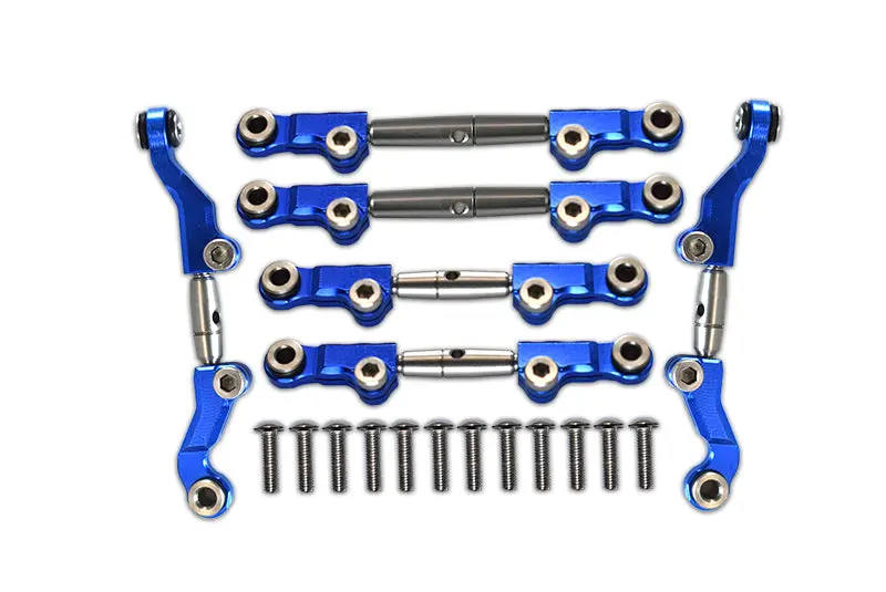 Losi 1/18 Mini-T 2.0 2Wd Stadium Truck Aluminum + Stainless Steel Adjustable Tie Rods - 18Pc Set Blue 1