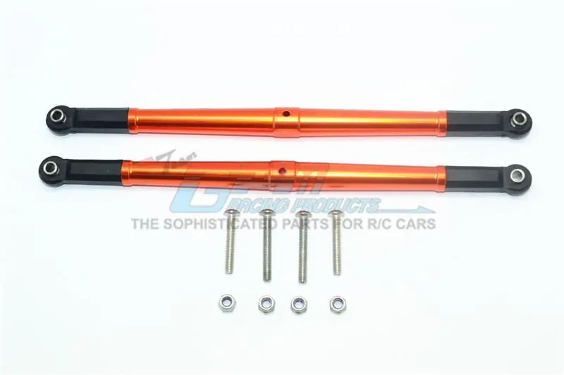 Losi 1/6 Super Baja Rey 4X4 Desert Truck Aluminum Adjustable Rear Upper Chassis Link Tie Rods - 1Pr Set Orange 1