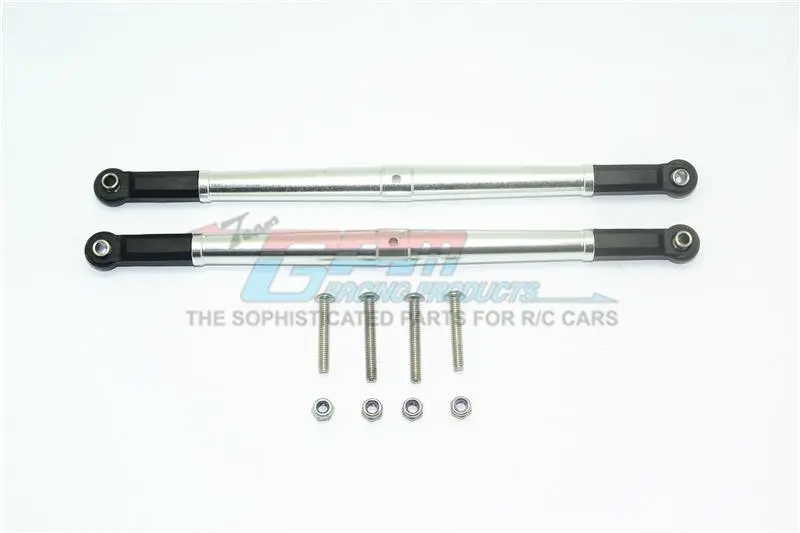 Losi 1/6 Super Baja Rey 4X4 Desert Truck Aluminum Adjustable Rear Upper Chassis Link Tie Rods - 1Pr Set Silver 1