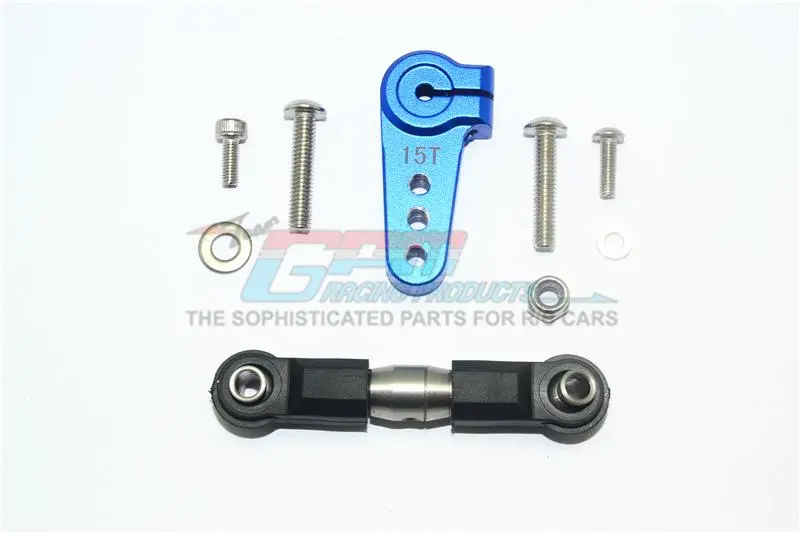 Losi 1/6 Super Baja Rey 4X4 Desert Truck Aluminum Servo Horn With Stainless Steel Adjustable Tie Rod - 1 Set Blue 1