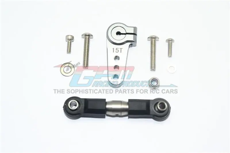 Losi 1/6 Super Baja Rey 4X4 Desert Truck Aluminum Servo Horn With Stainless Steel Adjustable Tie Rod - 1 Set Gray Silver 1
