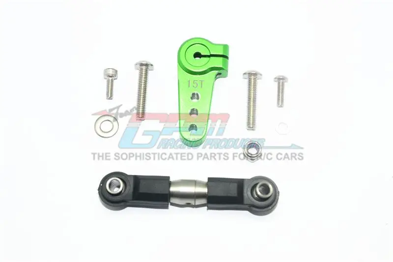 Losi 1/6 Super Baja Rey 4X4 Desert Truck Aluminum Servo Horn With Stainless Steel Adjustable Tie Rod - 1 Set Green 1