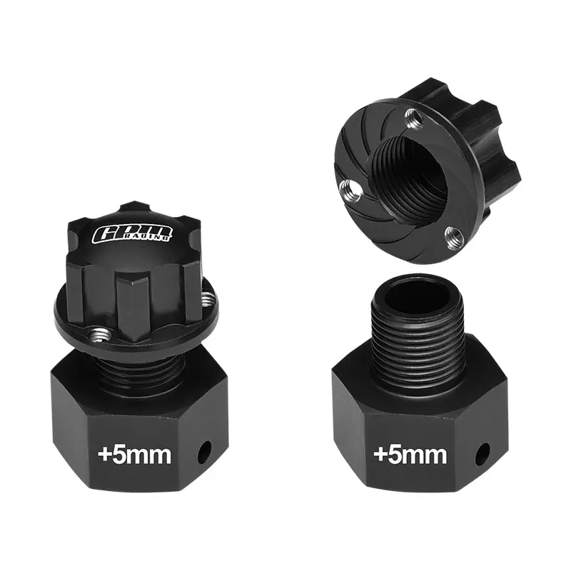 Losi 1/6 Super Baja Rey 4X4 Desert Truck Aluminum Wheel Hex Adapter (+5Mm) - 6Pc Set Black 1