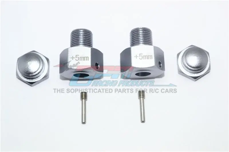 Losi 1/6 Super Baja Rey 4X4 Desert Truck Aluminum Wheel Hex Adapter (+5Mm) - 6Pc Set Gray Silver 1