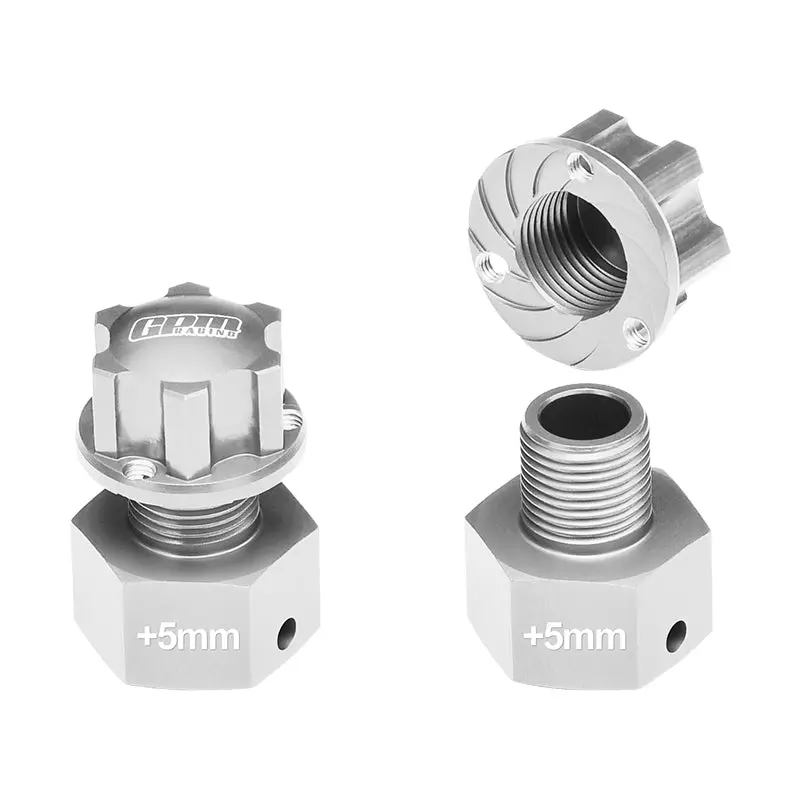 Losi 1/6 Super Baja Rey 4X4 Desert Truck Aluminum Wheel Hex Adapter (+5Mm) - 6Pc Set Silver 1