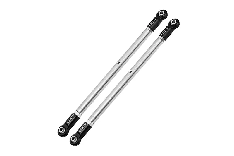 Losi 1/6 Super Baja Rey 4X4 Desert Truck Stainless Steel Adjustable Rear Upper Chassis Link Tie Rods With Aluminium Ends - 2Pc Set Black 1
