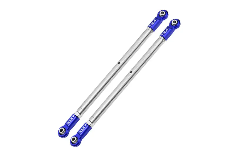 Losi 1/6 Super Baja Rey 4X4 Desert Truck Stainless Steel Adjustable Rear Upper Chassis Link Tie Rods With Aluminium Ends - 2Pc Set Blue 1