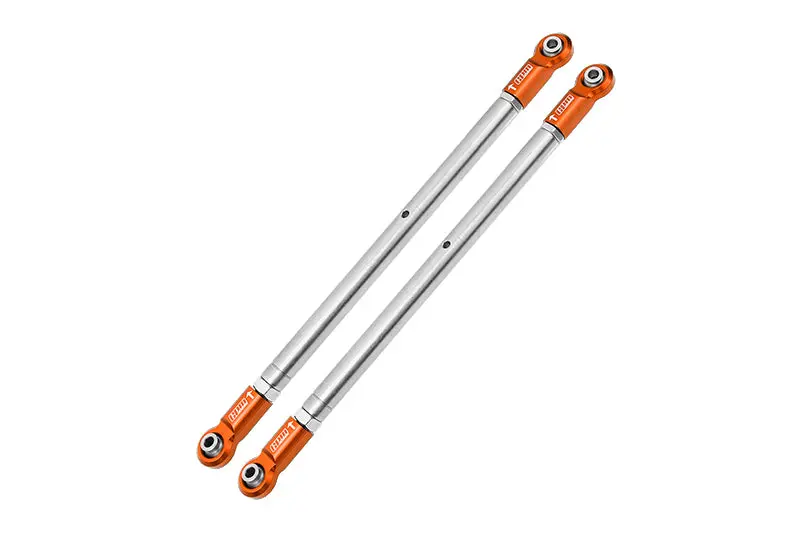 Losi 1/6 Super Baja Rey 4X4 Desert Truck Stainless Steel Adjustable Rear Upper Chassis Link Tie Rods With Aluminium Ends - 2Pc Set Orange 1