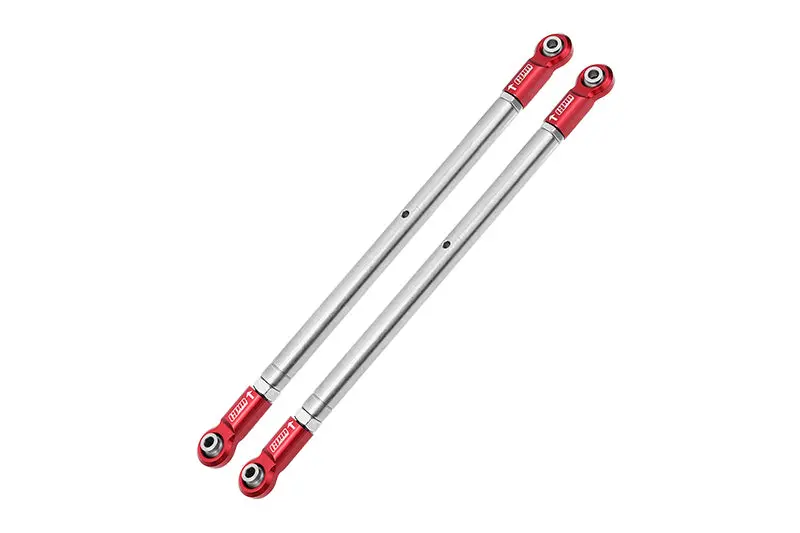 Losi 1/6 Super Baja Rey 4X4 Desert Truck Stainless Steel Adjustable Rear Upper Chassis Link Tie Rods With Aluminium Ends - 2Pc Set Red 1