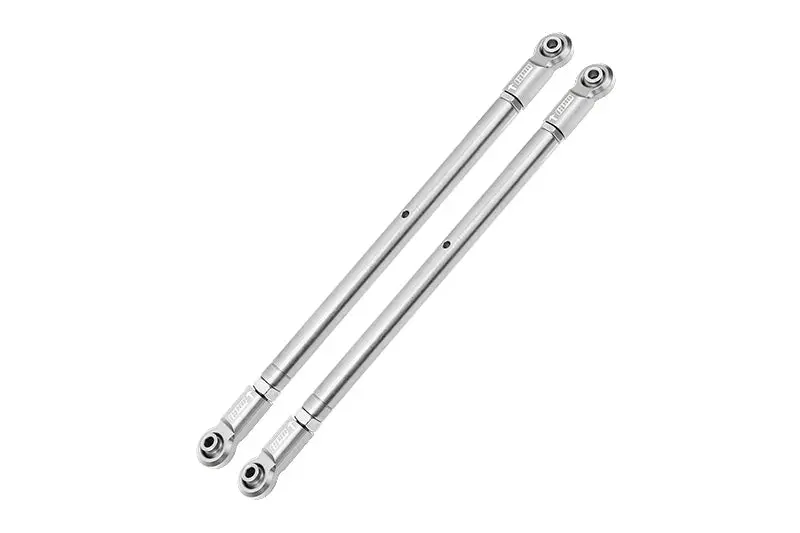Losi 1/6 Super Baja Rey 4X4 Desert Truck Stainless Steel Adjustable Rear Upper Chassis Link Tie Rods With Aluminium Ends - 2Pc Set Silver 1