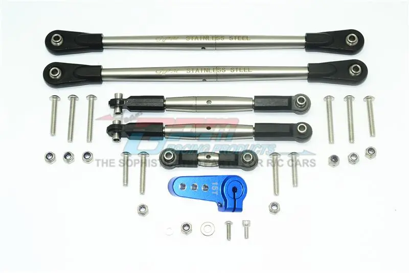 Losi 1/6 Super Baja Rey 4X4 Desert Truck Stainless Steel Adjustable Tie Rods With Aluminum Servo Horn - 29Pc Set Blue 1