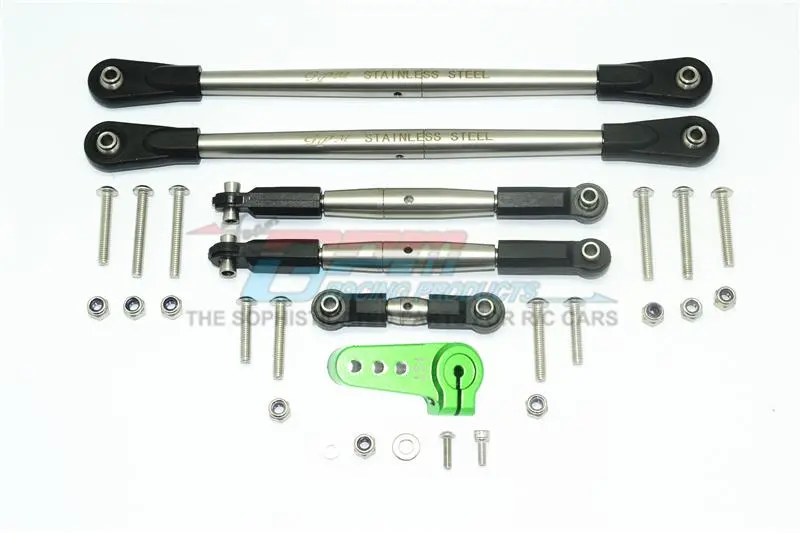 Losi 1/6 Super Baja Rey 4X4 Desert Truck Stainless Steel Adjustable Tie Rods With Aluminum Servo Horn - 29Pc Set Green 1