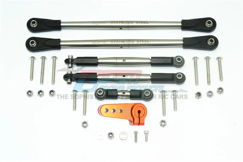 Losi 1/6 Super Baja Rey 4X4 Desert Truck Stainless Steel Adjustable Tie Rods With Aluminum Servo Horn - 29Pc Set Orange 1