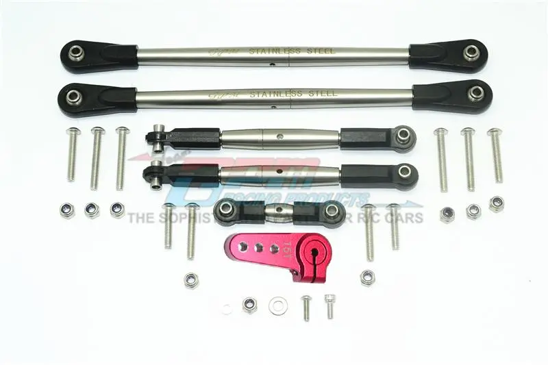 Losi 1/6 Super Baja Rey 4X4 Desert Truck Stainless Steel Adjustable Tie Rods With Aluminum Servo Horn - 29Pc Set Red 1