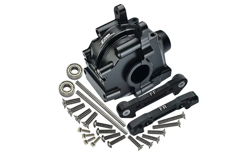 Losi 1:10 Lasernut U4 Tenacity Los03028 / Tenacity Db Pro Los03027v2 Upgrade Parts Aluminum Front Gear Box + Front Lower Suspension Mount - 26Pc Set Black 1