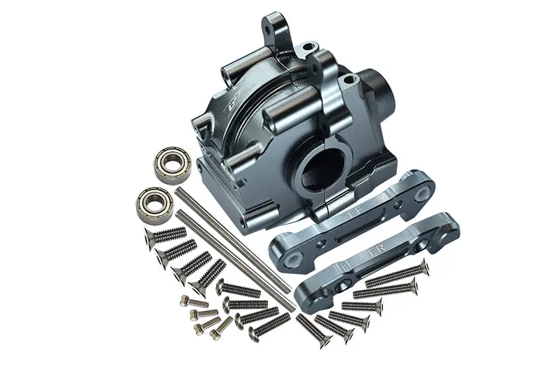 Losi 1:10 Lasernut U4 Tenacity Los03028 / Tenacity Db Pro Los03027v2 Upgrade Parts Aluminum Front Gear Box + Front Lower Suspension Mount - 26Pc Set Gray Silver 1