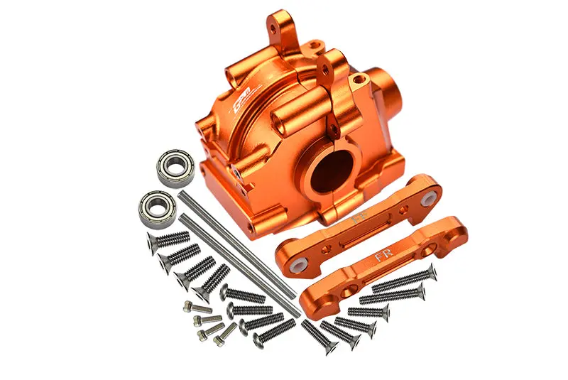Losi 1:10 Lasernut U4 Tenacity Los03028 / Tenacity Db Pro Los03027v2 Upgrade Parts Aluminum Front Gear Box + Front Lower Suspension Mount - 26Pc Set Orange 1