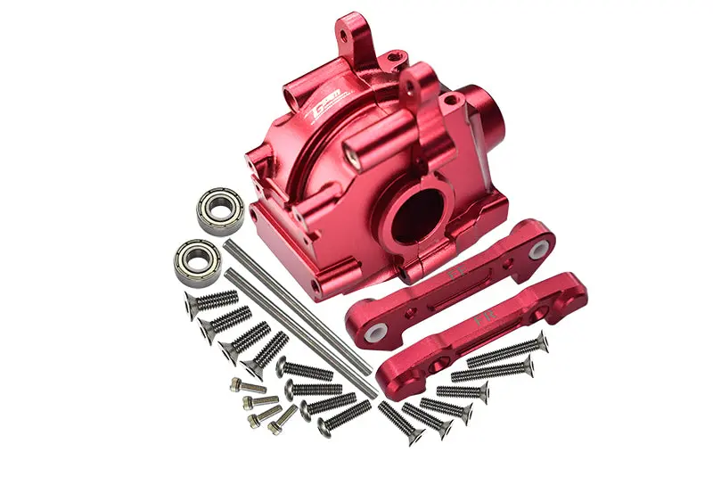 Losi 1:10 Lasernut U4 Tenacity Los03028 / Tenacity Db Pro Los03027v2 Upgrade Parts Aluminum Front Gear Box + Front Lower Suspension Mount - 26Pc Set Red 1