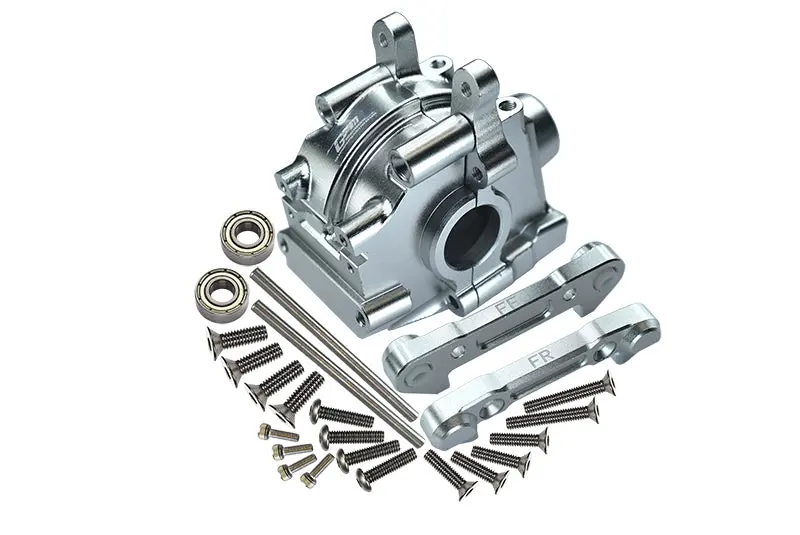 Losi 1:10 Lasernut U4 Tenacity Los03028 / Tenacity Db Pro Los03027v2 Upgrade Parts Aluminum Front Gear Box + Front Lower Suspension Mount - 26Pc Set Silver 1