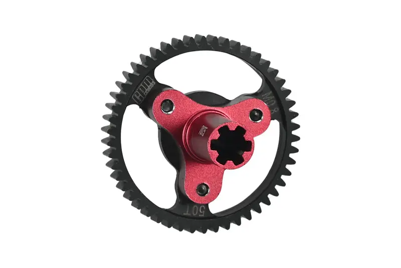 Medium Carbon Steel 50T Spur Gear 0.8 Module/32 Pitch For Arrma 1:8 Vendetta 3S / Infraction V3 / Typhon 3S / 1:10 Kraton 4S / Senton 3S / Vorteks 3S / Outcast 4S /  Big Rock V3 / Granite 3S - Red 1