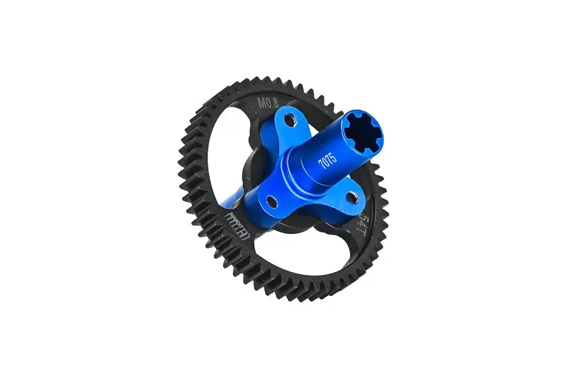 Medium Carbon Steel 54T Spur Gear 0.8 Module 32 Pitch For Arrma 1:8 Vendetta 3S / Infraction V3 / Typhon 3S / 1:10 Kraton 4S / Senton 3S / Vorteks 3S / Outcast 4S /  Big Rock V3 / Granite 3S  - Blue 1