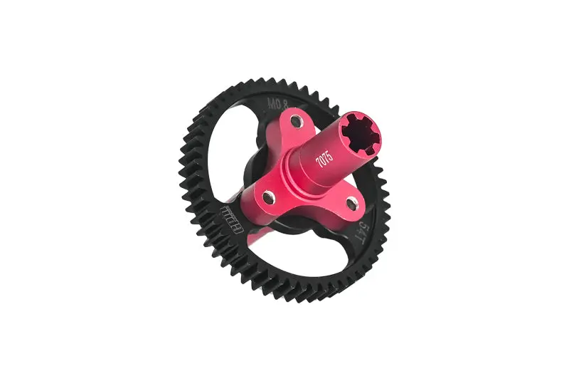 Medium Carbon Steel 54T Spur Gear 0.8 Module 32 Pitch For Arrma 1:8 Vendetta 3S / Infraction V3 / Typhon 3S / 1:10 Kraton 4S / Senton 3S / Vorteks 3S / Outcast 4S /  Big Rock V3 / Granite 3S  - Red 1