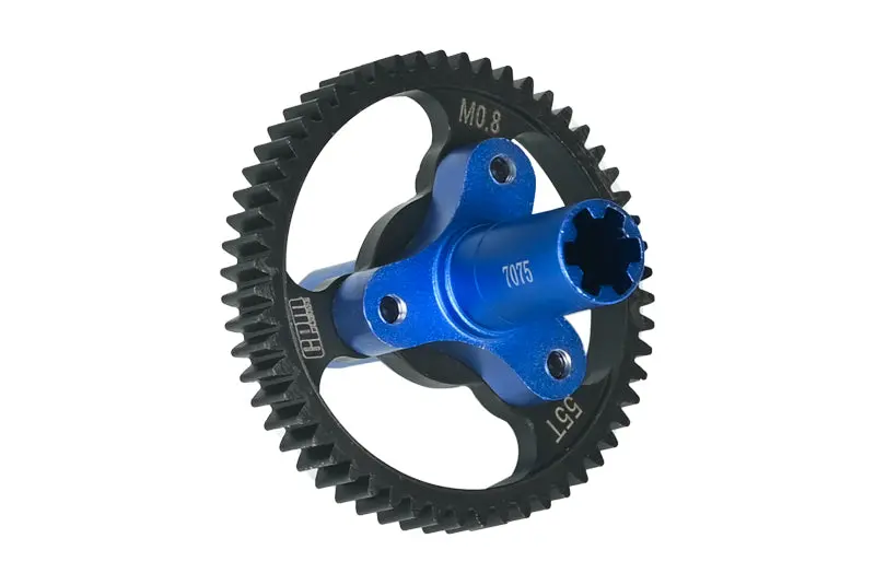 Medium Carbon Steel 55T Spur Gear 0.8 Module 32 Pitch For Arrma 1:8 Vendetta 3S / Infraction V3 / Typhon 3S / 1:10 Kraton 4S / Senton 3S / Vorteks 3S / Outcast 4S /  Big Rock V3 / Granite 3S  - Blue 1