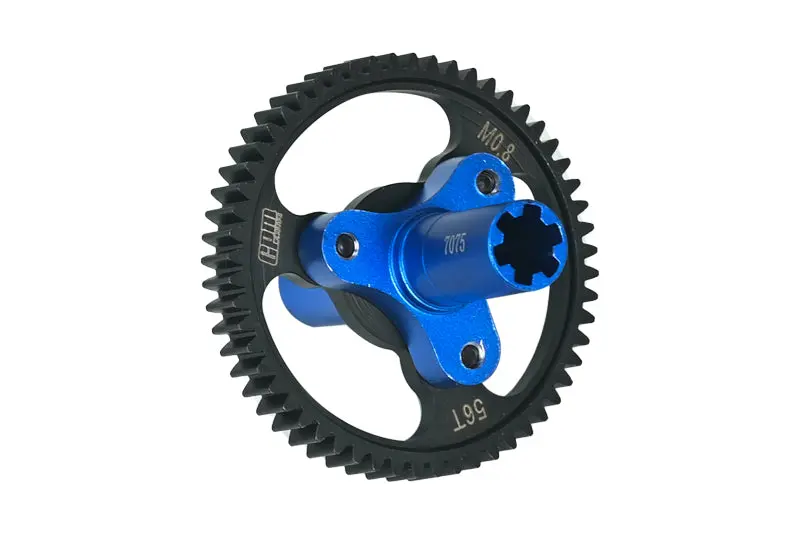 Medium Carbon Steel 56T Spur Gear 0.8 Module/32 Pitch For Arrma  1:10 Kraton 4S / Senton 3S / Vorteks 3S / Outcast 4S /  Big Rock V3 / Granite 3S / 1:8 Vendetta 3S / Infraction V3 / Typhon 3S - Blue 1