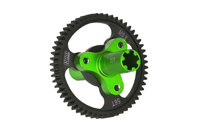 Medium Carbon Steel 56T Spur Gear 0.8 Module/32 Pitch For Arrma 1:10 Kraton 4S / Senton 3S / Vorteks 3S / Outcast 4S / Big Rock V3 / Granite 3S / 1:8 Vendetta 3S / Infraction V3 / Typhon 3S - Green 1
